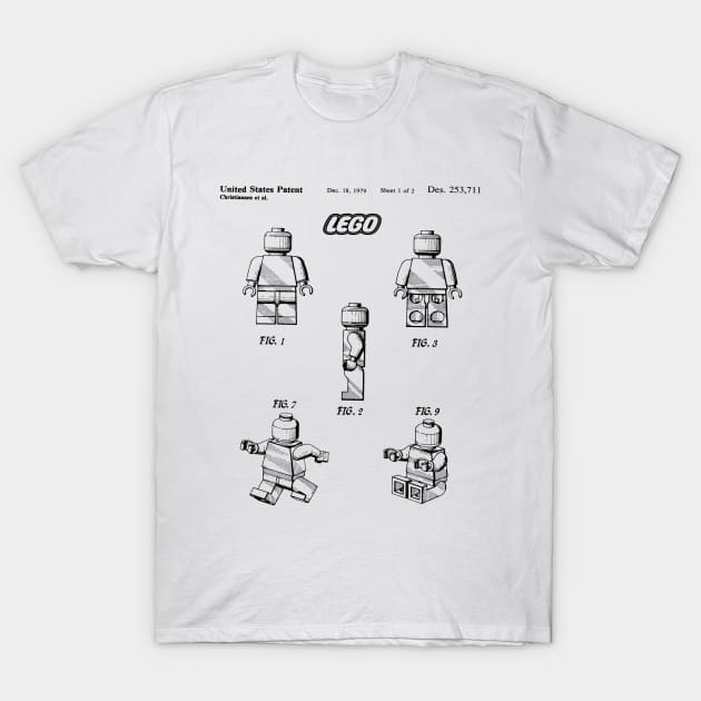 Lego Toy Figure Patent Black T-Shirt by Luve